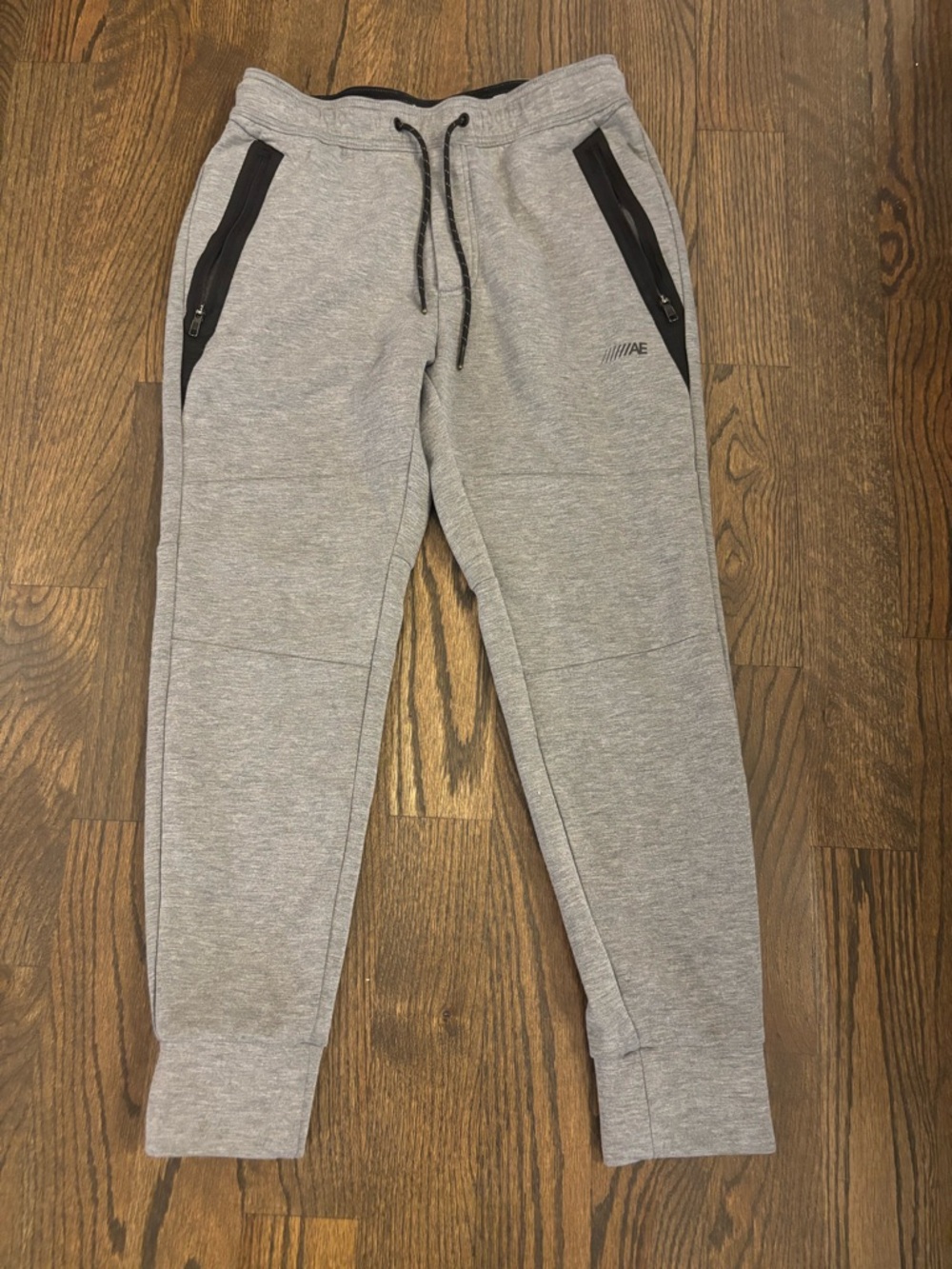 Mens Gray Athletic Jogger Pants with Zipper Pockets